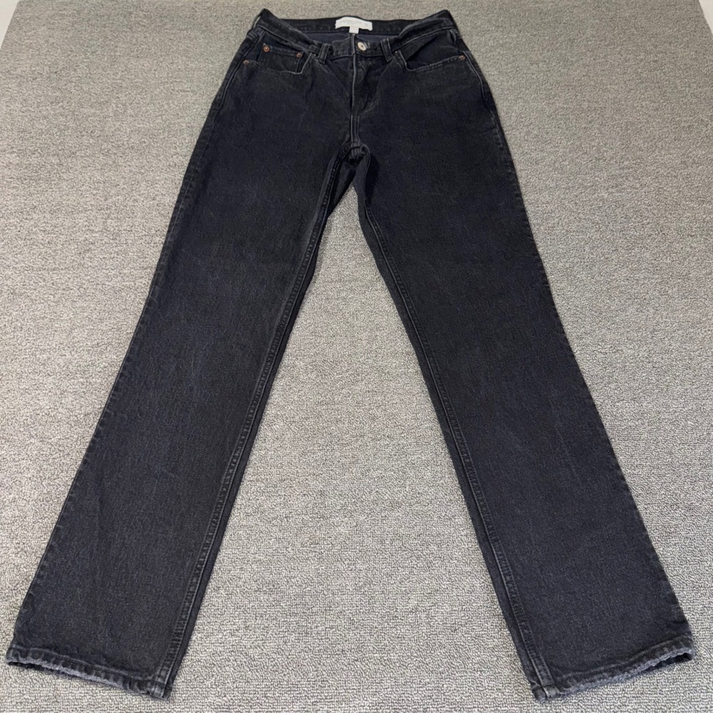 Abercrombie & Fitch Curve Love The 90s Straight Mid Rise Jeans Black 25/0 Casual